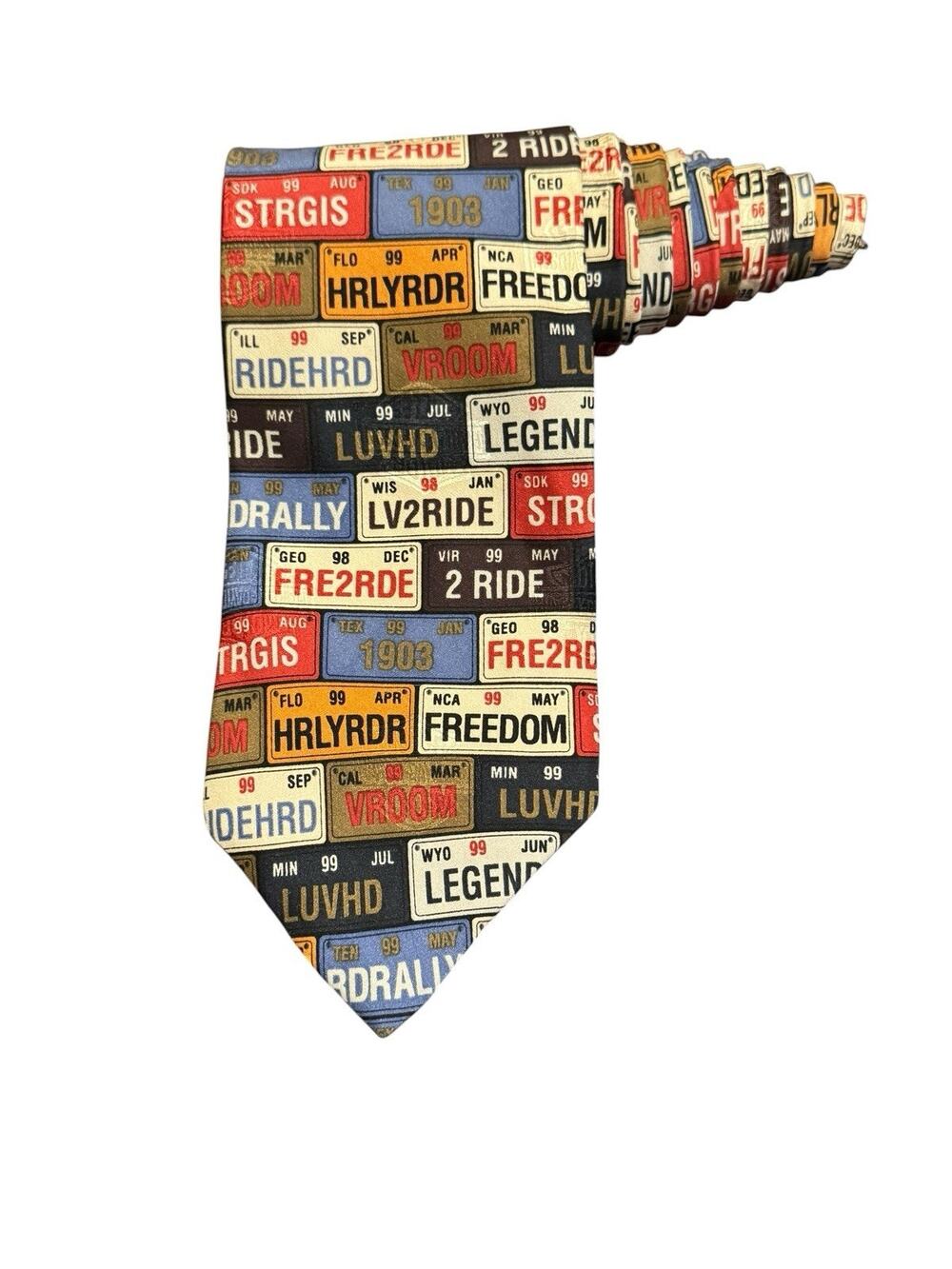Ralph Marlin Harley Davidson License Plates Vintage Novelty Necktie Sturgis